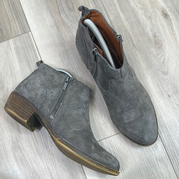 Lucky Brand gray suede Bennie side zip ankle boots size 9.5 - Picture 1 of 8